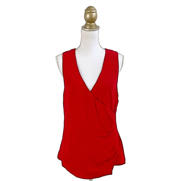C/MEO Collective Ruched Faux Wrap Top - Red - S - Picture 1 of 5